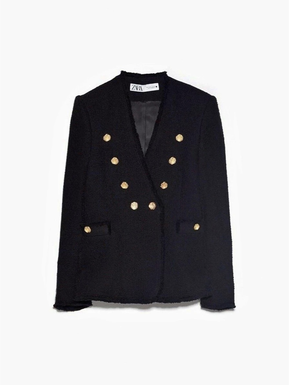 ZARA Double Breasted Blazer in Black Size Medium NWT
